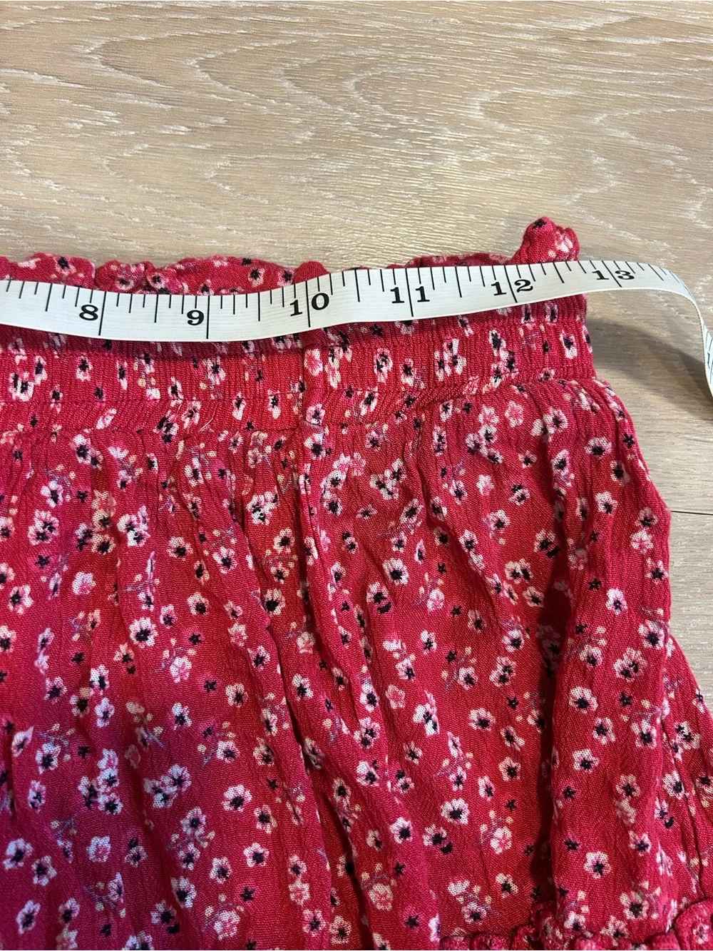 Princess Polly Shah red floral tiered flowy mini skirt size 6 - Picture 6 of 8
